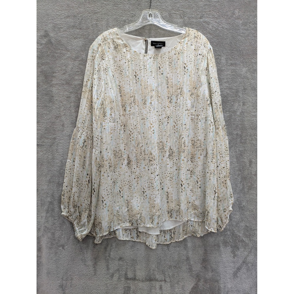 Boho Snakeskin Print Blouse Investments II Womens 2X Balloon Sleeve Chiffon Top